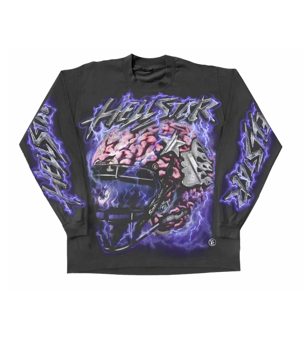 HELLSTAR STUDIOS BRAIN HELMET LONG SLEEVE L/S FADED BLACK